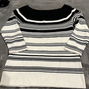 White House Black Market boatneck black and white striped sweater